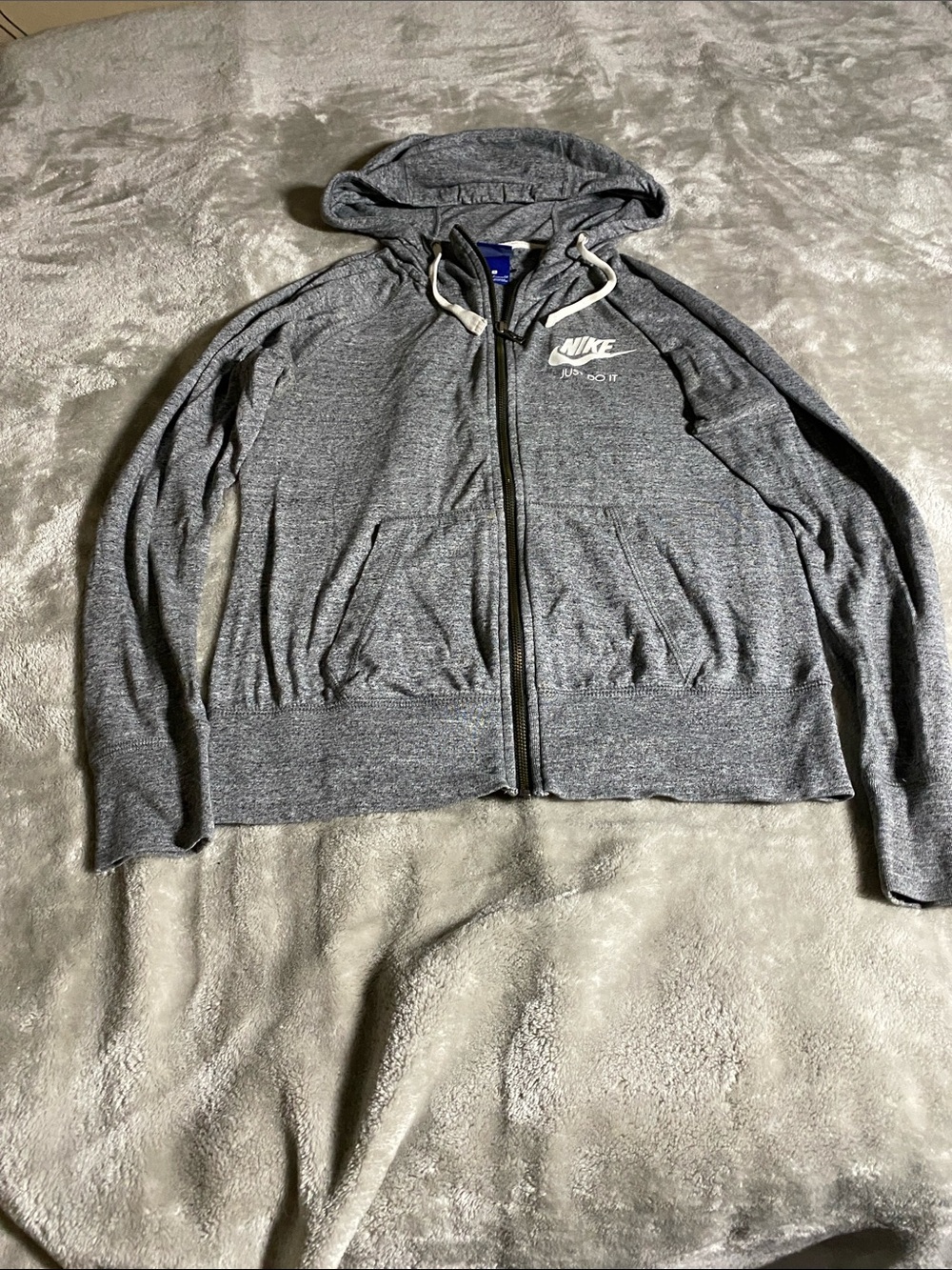 Nike Men's Dark Gray Zip-Up Hooded Jacket